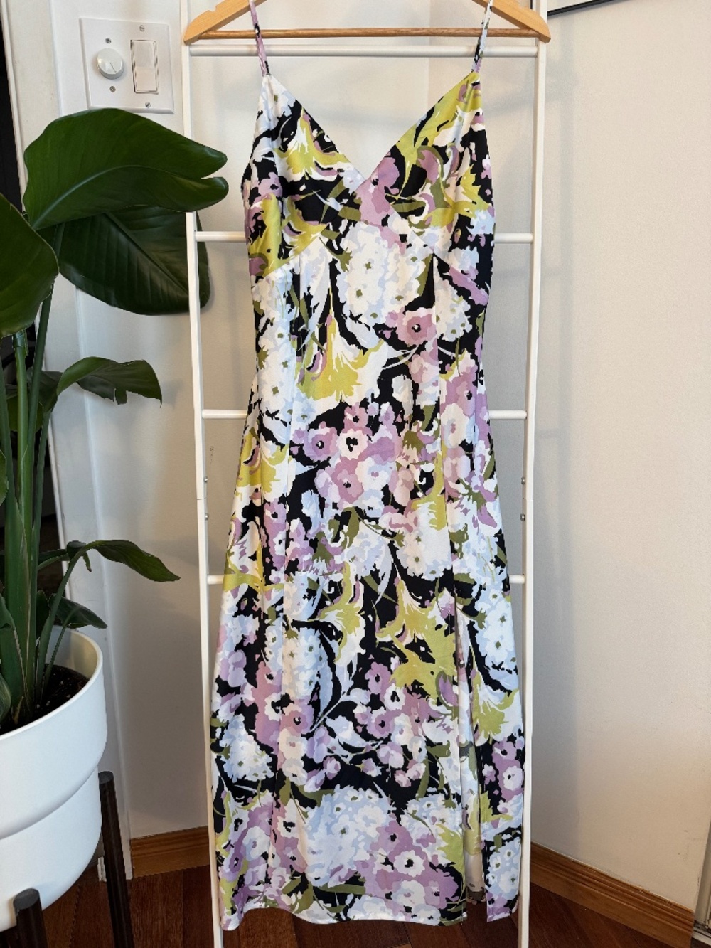 Dynamite Floral V-Neck Midi Slip Dress